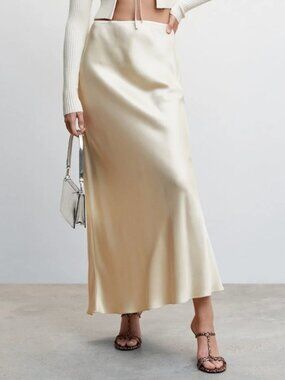 Limited Edition Camille Charrière x Mango Satin Long Skirt M